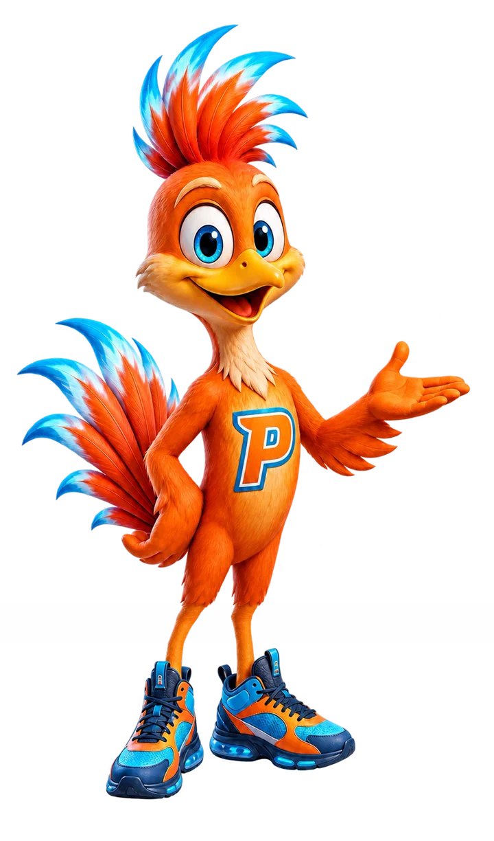Mascote Papaléguas interagindo com a mensagem